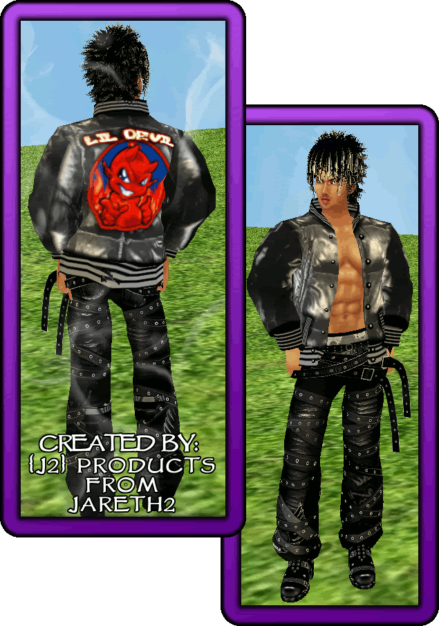 Black puffy LIL Devil Jacket for IMVU By {J2} Products by Jareth2