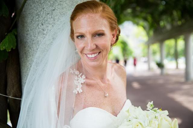 Natural bridal makeup on freckled redheads