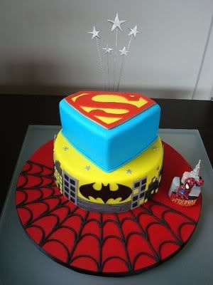 Superhero Birthday Cakes on Superhero Cake     Batman  Superman  Spider Man     Geeky Cake Of The