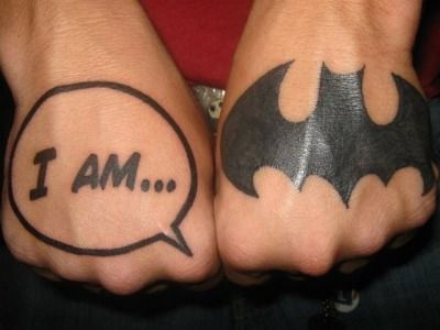 Batman Symbol Hand Tattoo