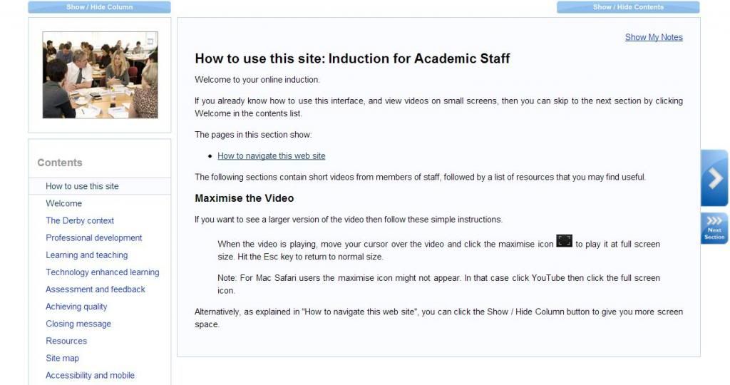 Screenshot of the new website
