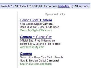 Cashback paid search listing