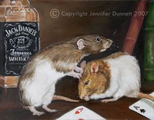 Whiskey & Wisdom - rat oil painting