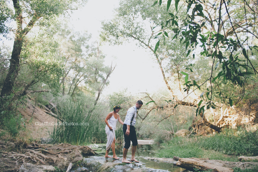 elopement photos at a creek in Malibu, California
