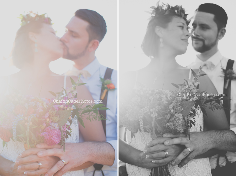 Sunday and Jaymes kiss during their Malibu Creek State Park elopement