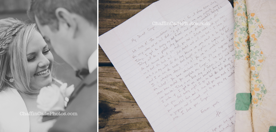 a sweet note from Mike to his bride on their wedding day