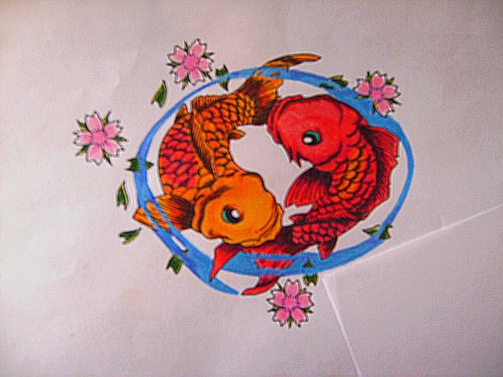 This was my first go at a koi flash piece I wasn't able to see it in color