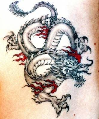 Temporary Red Dragon Tattoo