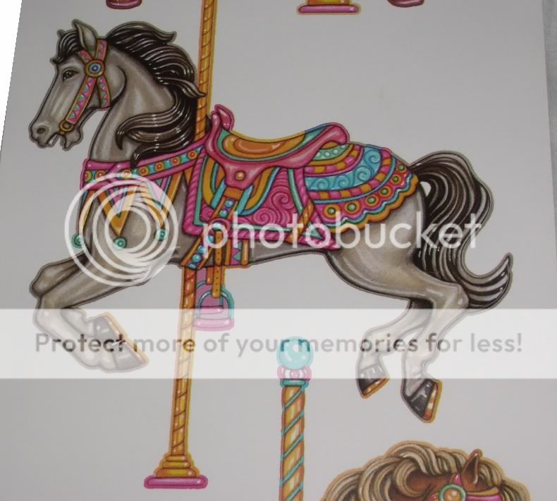   ~PRETTY~HORSES~CAROUSEL~MERRY GO ROUND~WALL STICKERS~SET OF 6  