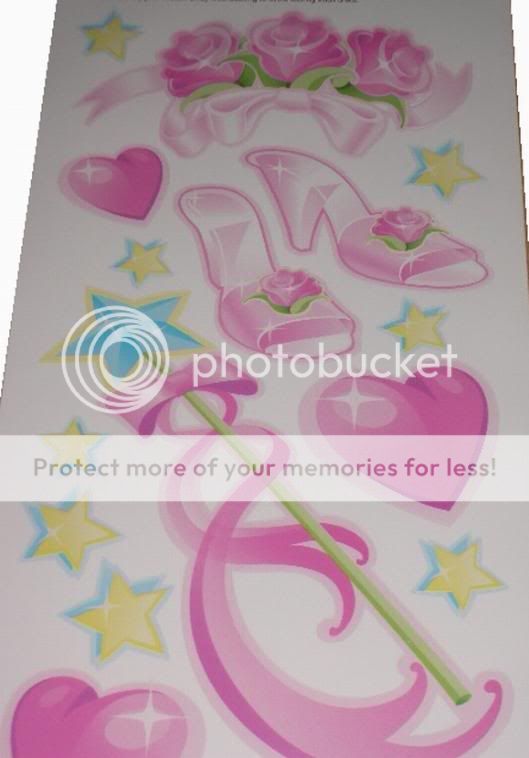 NEW~PINK~PRINCESS~CROWN~JEWELS~FAIRY TALE~WALL STICKERS  