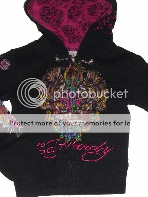 Hooded Black Jacket with Fleece Lining, Full Front Zipper, Embellished 