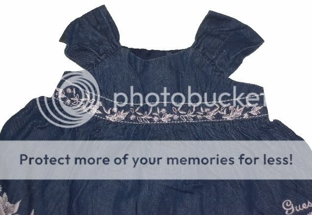 Lightweight Cotton Denim Dress with Embroidered Flowers & Guess on 
