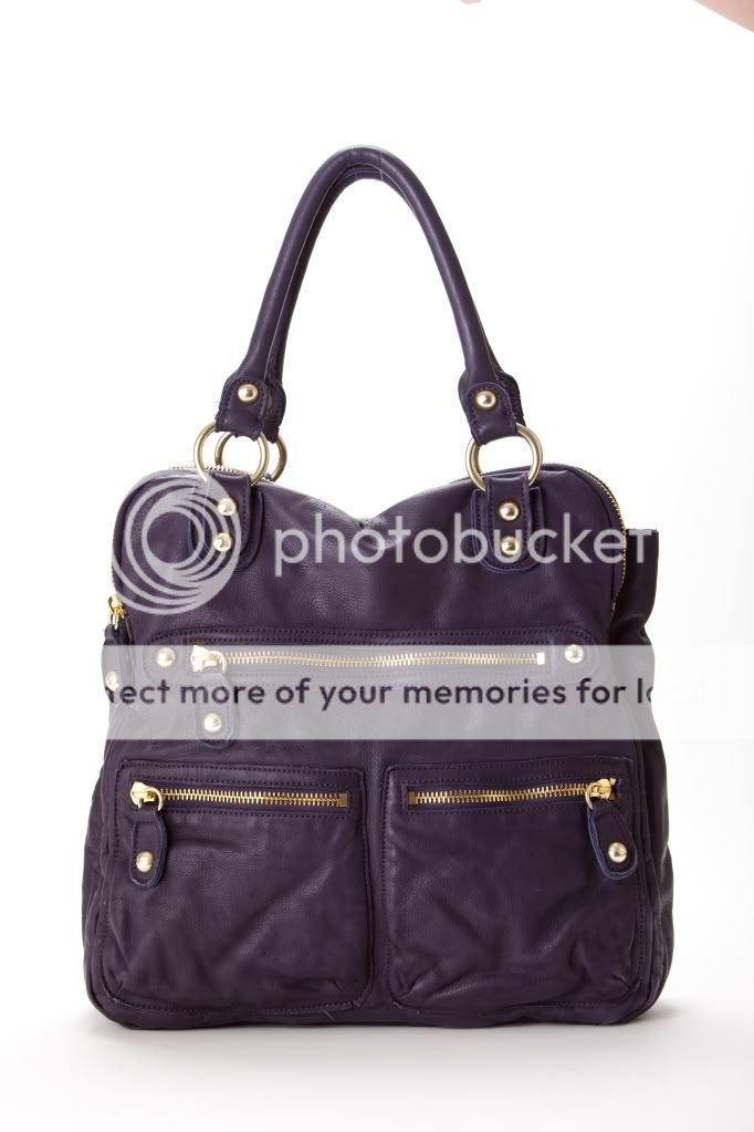 Linea Pelle Dylan Zip Tote Handbag - purple